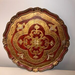 Red and Gold Florentine Tray